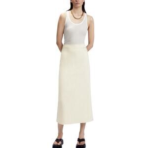 Zara Hessian textured ecru‎ midi skirt with frayed hem pencil